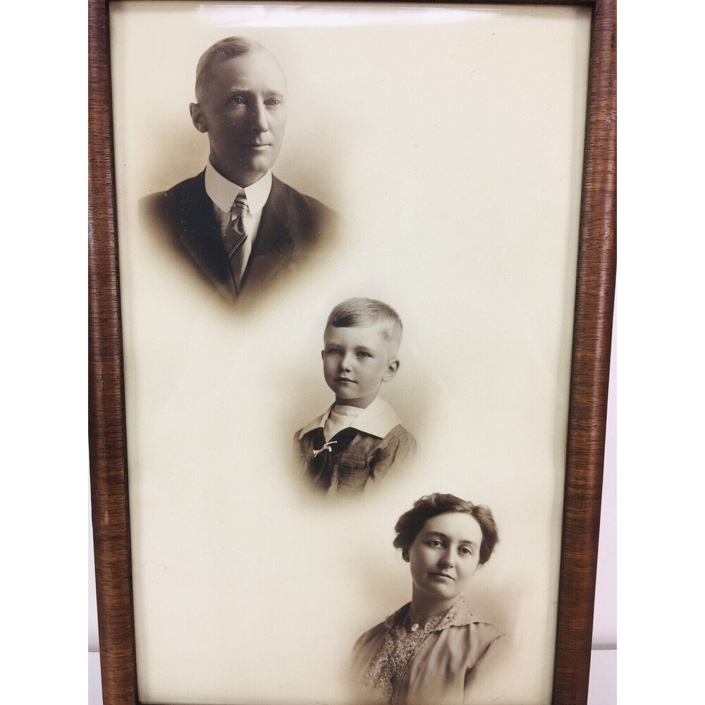 Antique Circa Late 1800s Sephia Cabinet Photo Victorian Family Portrait Framed